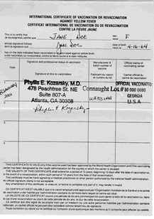 Model of a correctly completed certificate - back of certificate